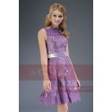 Short Embroidered-Lace Violet Homecoming Party Dress - Ref C600 - 02