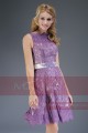 Short Embroidered-Lace Violet Homecoming Party Dress - Ref C600 - 02