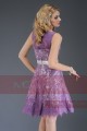 Short Embroidered-Lace Violet Homecoming Party Dress - Ref C600 - 03