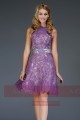 Short Embroidered-Lace Violet Homecoming Party Dress - Ref C600 - 04