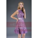 Short Embroidered-Lace Violet Homecoming Party Dress - Ref C600 - 05