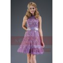 Short Embroidered-Lace Violet Homecoming Party Dress - Ref C600 - 06