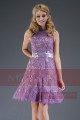 Short Embroidered-Lace Violet Homecoming Party Dress - Ref C600 - 06