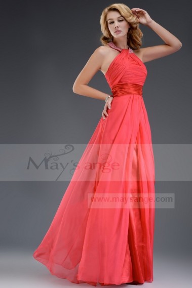 evening dress Cannes festival watermelon red necklace L525 - L525 #1