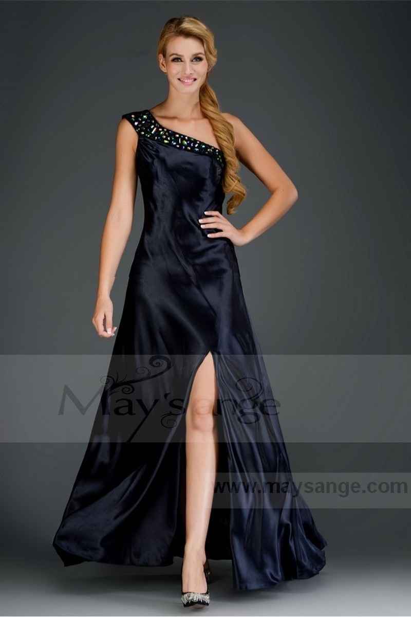 Promotion LOUISE robes pas cher noir en satin - Ref L514 Promo - 01 Promotion LOUISE robes pas cher noir en satin - Ref L514 Promo - 01