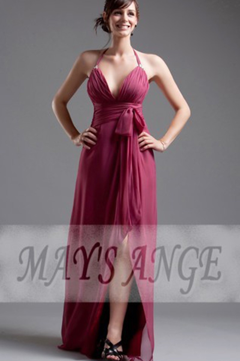 Long evening gown dress Wine in muslin - Ref L069 - 01