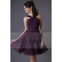 Robe de cocktail violet foncé Passiflore - Ref C080 - 02