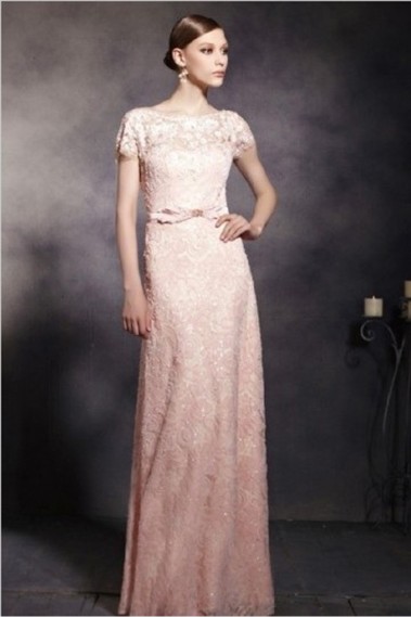 Robe de soirée rose habillee pour ceremonie mariage - PR103 #1