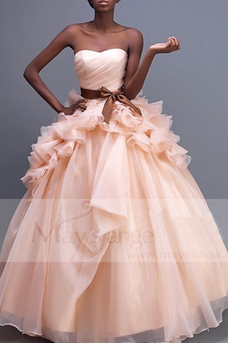 Robe de bal P056 rose de la chair - Ref P056 - 01 Robe de bal P056 rose de la chair - Ref P056 - 01