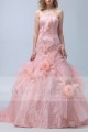 Robe de bal rose fleurs glamours bustier - Ref P058 - 02