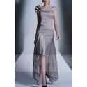 robe fete asymétrique gris argenté coupe ajuste - Ref L658 - 02