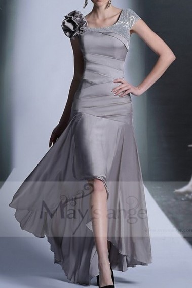 robe fete asymétrique gris argenté coupe ajuste - L658 #1