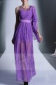 Purple Chiffon Long Party Dress With One Ruffle Long Sleeve - Ref L659 - 02