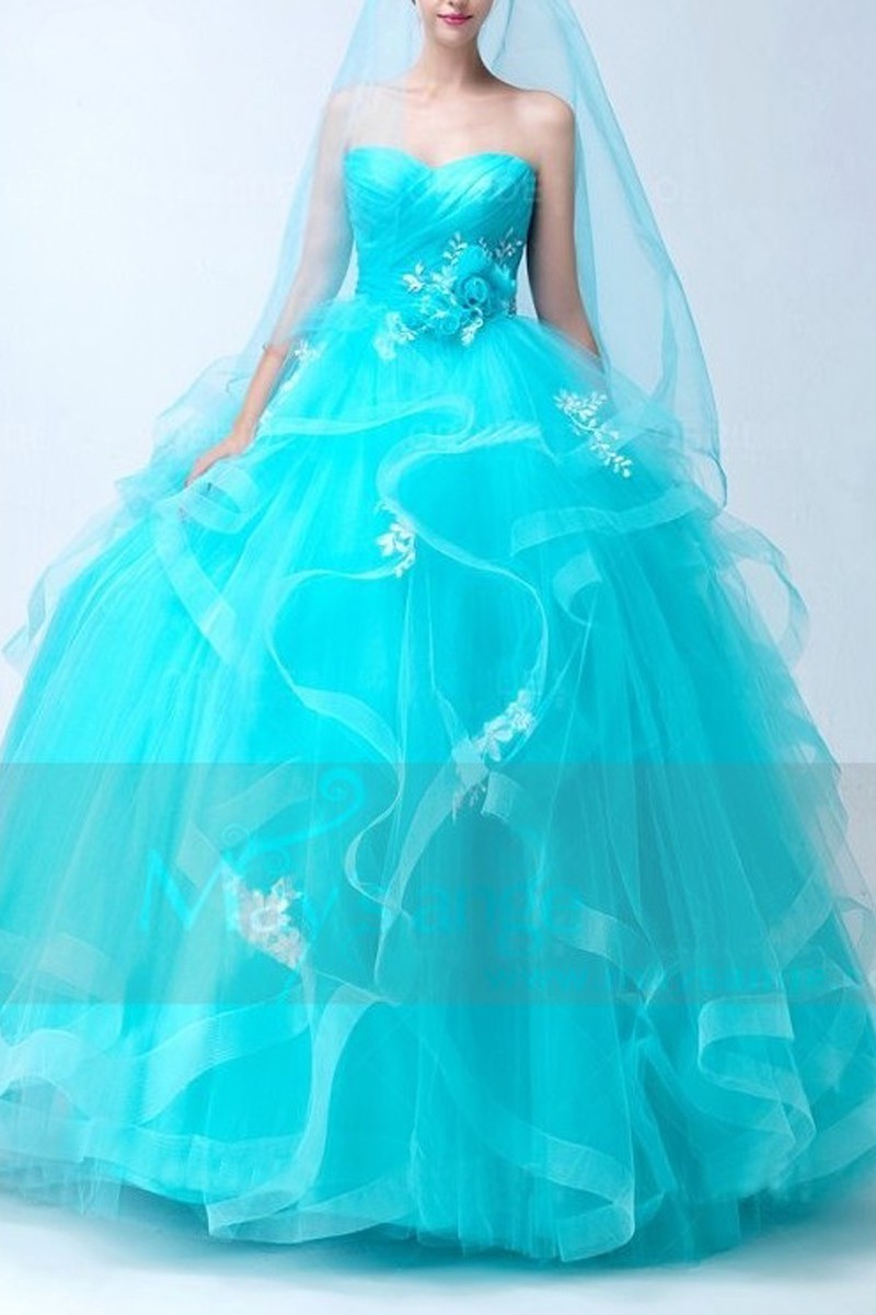 Robe de bal gemstone blue bustier coeur - Ref P065 - 01 Robe de bal gemstone blue bustier coeur - Ref P065 - 01
