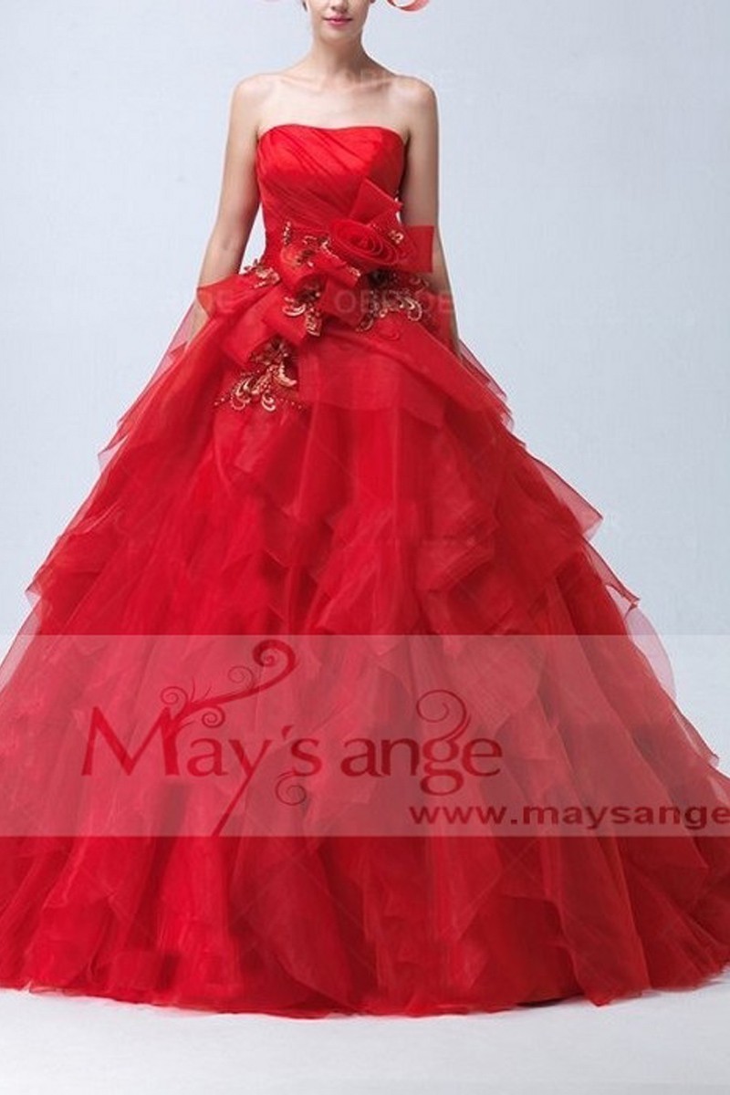 Robe Demoiselle Dhonneur Rouge Bustier Pour Mariage