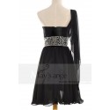 Robe noire courte mousseline et paillettes - Ref C661 - 03