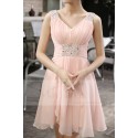 Robe de cocktail classe et féminine rose dragée - Ref C663 - 04