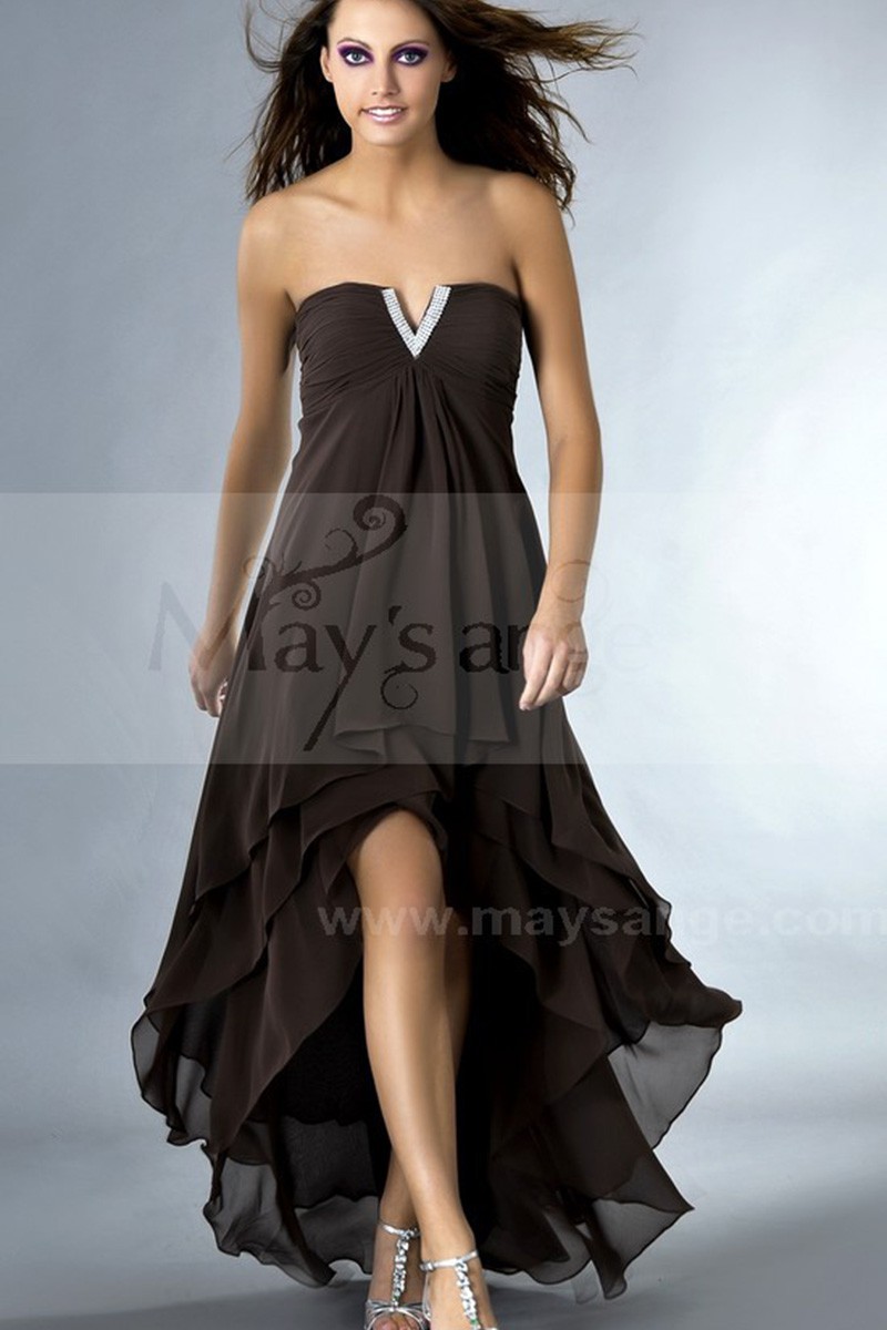 Pretty Strapless Cocktail Dress with V Rhinestones - Ref C086 - 01