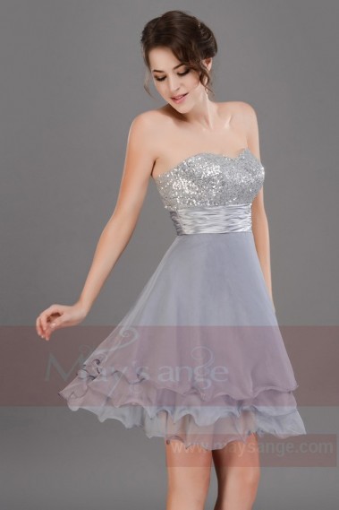 Short dress silver gray C659 Linda - C659 #1