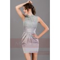 Short A-Line Silver dress Graduation Party Dress With Lace Top - Ref C014 - 03