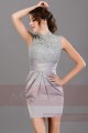 Short A-Line Silver dress Graduation Party Dress With Lace Top - Ref C014 - 03