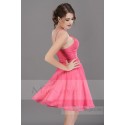 FUCHSIA SHORT COCKTAIL DRESS THIN STRAPS AND PLEATED BODICE - Ref C671 - 04