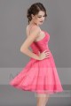 FUCHSIA SHORT COCKTAIL DRESS THIN STRAPS AND PLEATED BODICE - Ref C671 - 04