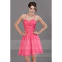 Robe cocktail courte taille marque et drapée rose fuchsia - Ref C671 - 02