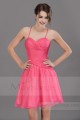 FUCHSIA SHORT COCKTAIL DRESS THIN STRAPS AND PLEATED BODICE - Ref C671 - 02