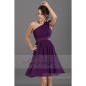 One Shoulder Chiffon Purple Short Party Dress - Ref C675 - 03