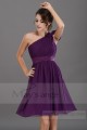 Fleurs crocus robe courte violette  manche originale - Ref C675 - 03