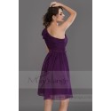 One Shoulder Chiffon Purple Short Party Dress - Ref C675 - 04