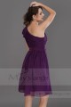 Fleurs crocus robe courte violette  manche originale - Ref C675 - 04