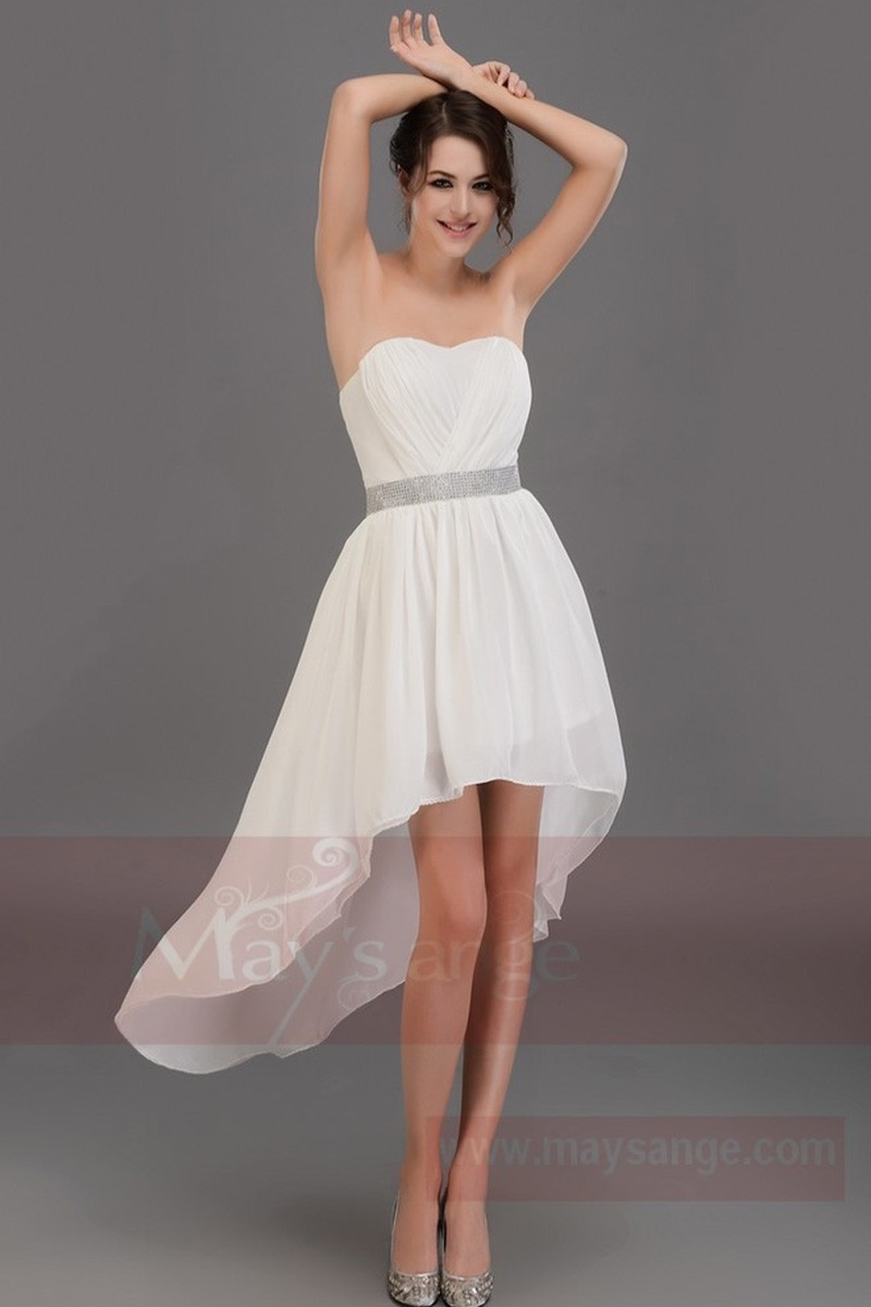 White strapless asymmetrical dress C678 - Ref C678 - 01