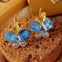 Butterfly gold earrings emerald stone - Ref B003 - 02