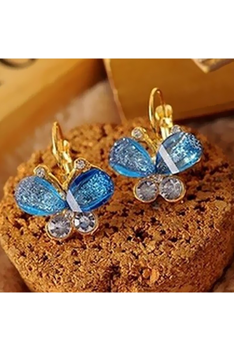 Butterfly gold earrings emerald stone - Ref B003 - 01