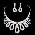 Pretty jewelry necklace set blue stone - Ref E104 - 02