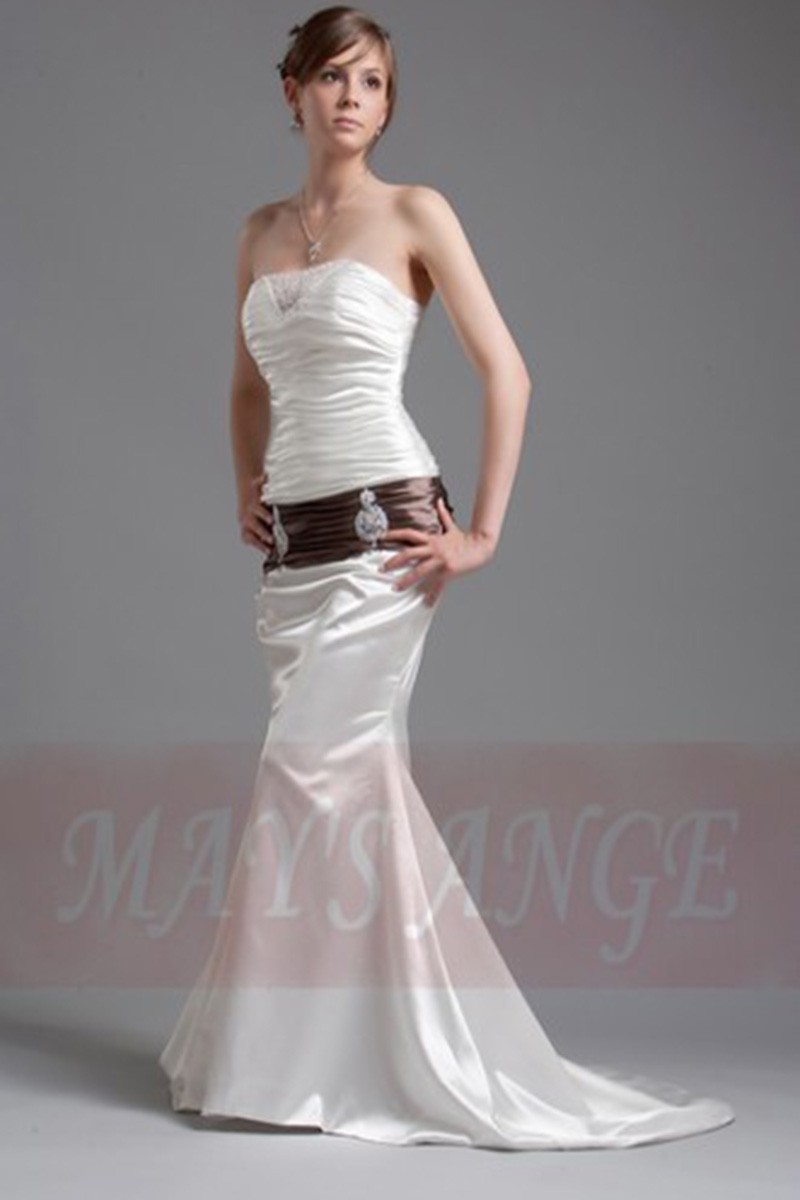 Cheap wedding dress Mermaid with brown belt - Ref M018 - 01