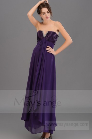 Promotion Robe Orient Violet longue de soirée avec bustier en satin - L116 Promo #1