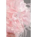Robe de soirée rose asymétrique fleure plume Surprenante - Ref L152 - 05