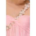 Robe cocktail été couleur rose bretelle fleuries - Ref C681 - 05