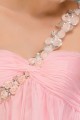 Robe cocktail été couleur rose bretelle fleuries - Ref C681 - 05