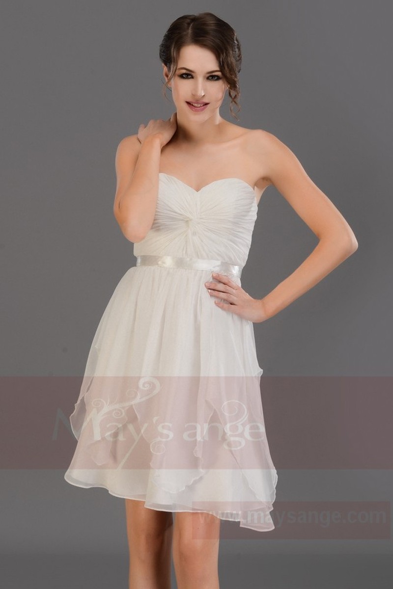 Robe de cocktail bustier blanc - Ref C686 - 01