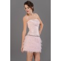 robe de cocktail bustier plume rose - Ref C687 - 02