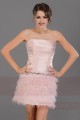 Strapless Short Pink Party Dress With Feathers Skirt - Ref C687 - 03