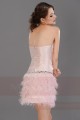 Strapless Short Pink Party Dress With Feathers Skirt - Ref C687 - 04