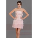 robe de cocktail bustier plume rose - Ref C687 - 05