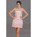 Strapless Short Pink Party Dress With Feathers Skirt - Ref C687 - 05