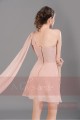 Robe courte rose de la chair asymétrique pour demoiselle d'honneur - Ref C690 - 03