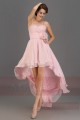 Robe de soirée rose asymétrique fleure plume Surprenante - Ref L152 - 02